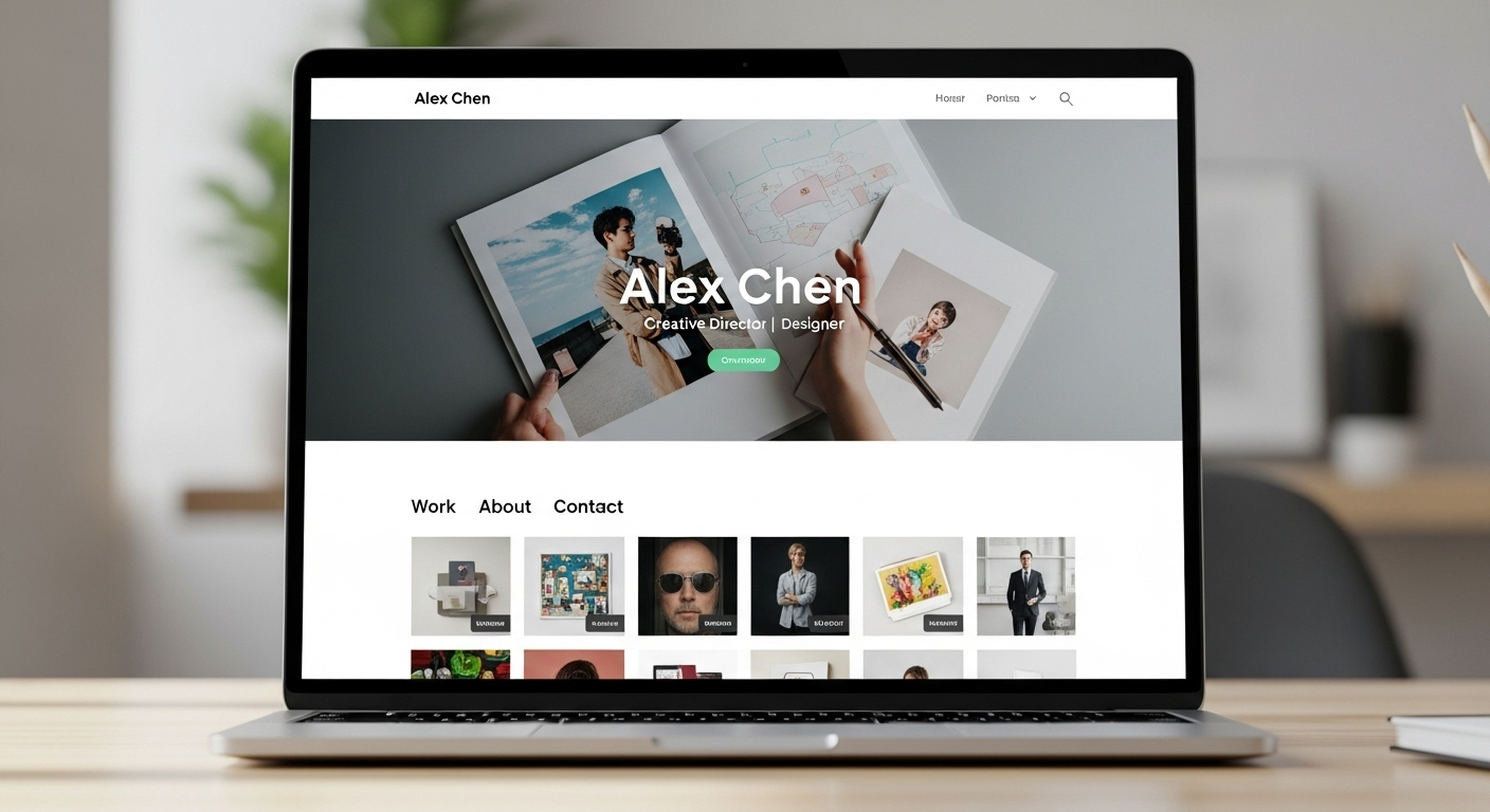 Modern personal portfolio website UI on desktop and mobile.
